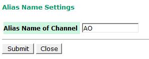 The AO channel s Alias Name can also be configured on this page.