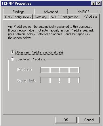 If you want your computer to automatically obtain an IP address, click Obtain an IP address