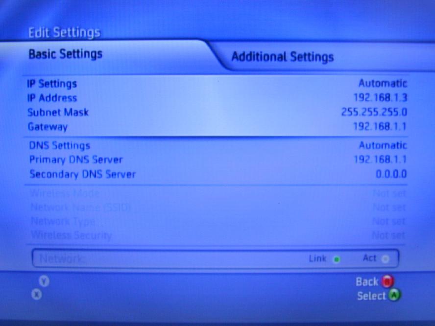 Set IP Settings to Automatic and ensure that your Xbox360