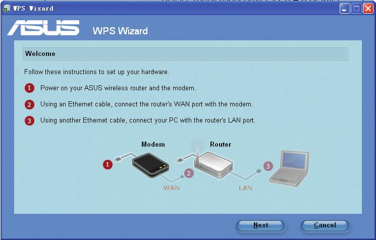 WPS Wizard WPS (Wi-Fi Protected Setup) allows you to set up a secure and protected wireless network easily. Using WPS Wizard Ensure that you use a wireless LAN dapter with WPS function.