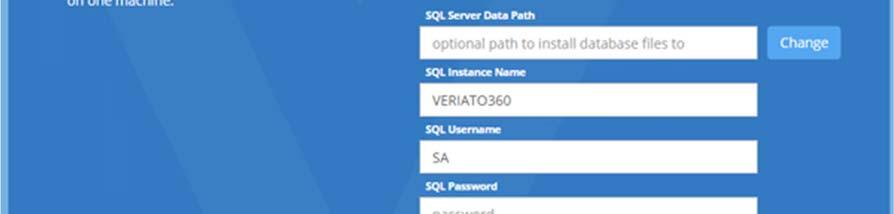 SQL Instance Name Enter the name of the SQL Server instance you have created for Veriato (it may or may not be VERIATO360). The Management Console will connect to this SQL instance to access data.