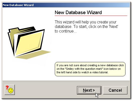 Creating a New Database Starting a New Database Using the Wizard Once you have chosen to create a new database,