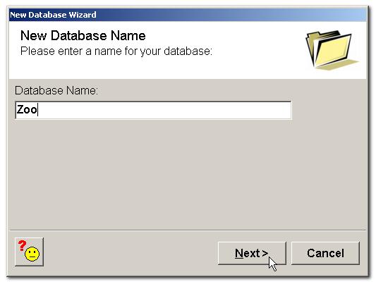 .. Now enter a name for your Database (choose something that is easy to remember) You can choose to save the file