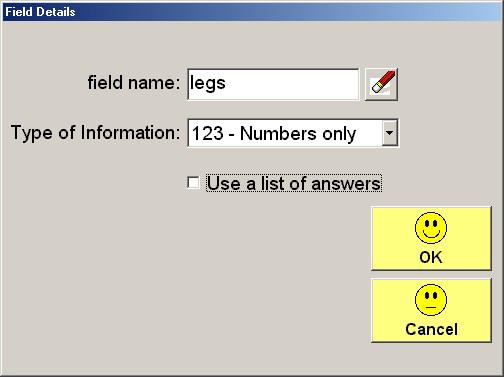 3. Entering field names The value for each field name can be entered by clicking the allowing you to edit the fields.