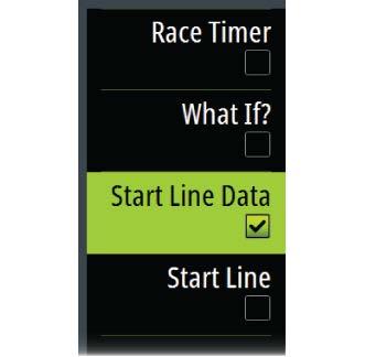 Start Line Data panel Select the Start Line Data menu option to show the Start Line Data panel.