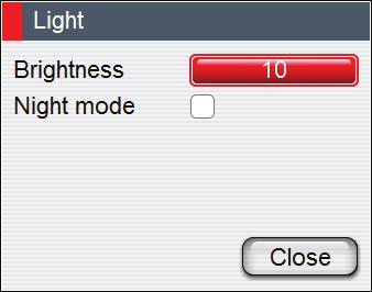 The brightness level is adjusted by the rotary knob. Repeated presses on the POWER key will toggle between preset brightness levels (10-6 - 3-1).