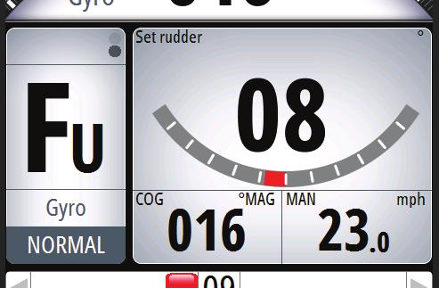 Select NFU mode by pressing the PORT or STBD keys when the autopilot is in Standby or FU mode The the rudder will move as long as the key is pressed The NFU mode info panel A.