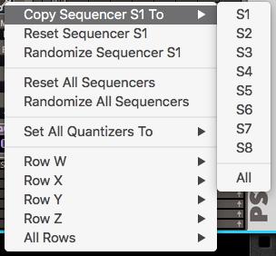 Sequencer Edit Tools Randomize Sets the current sequencer to intelligently randomized values. Tool Pop-up Menu Pop up a tool menu.