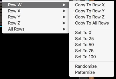 Copy To Row Copies the values from a row to another row or all rows. Set To Sets all the values for a row.