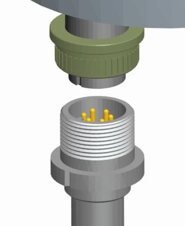 To mount the MS2600E: 1. Align the keyways of the transmitter and probe connectors. 2. Insert the transmitter connector plug fully into the probe connector receptacle. 3.