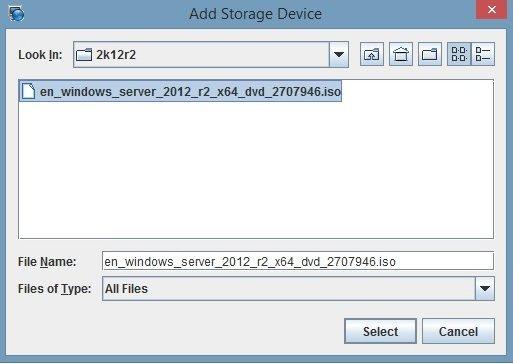 Set Up the Boot Media for a Remote Installation The Add Storage Device dialog appears. d. Browse to the ISO image, select it, and click Select.
