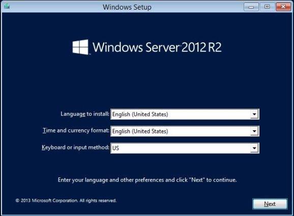 Install Windows Server 2012 or 2012 R2 Manually Using Local or Remote Media The Windows installation wizard continues until the Language Localization dialog appears. 6.
