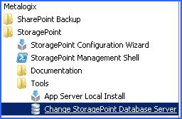 Change StoragePoint Database Nam e or Server This option allows the database to be renamed, or specify another server or StoragePoint database to be used.