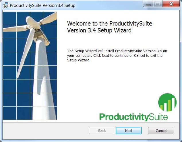 3. Installing ProductivitySuite 3.4.3 Note: The installation program does not include Microsoft.NET Framework 3.5 or later.