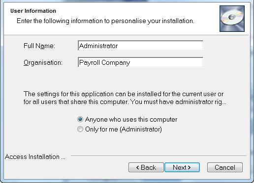 The Installation Wizard The installation wizard comprises a series of steps to allow you to personalise your installation.