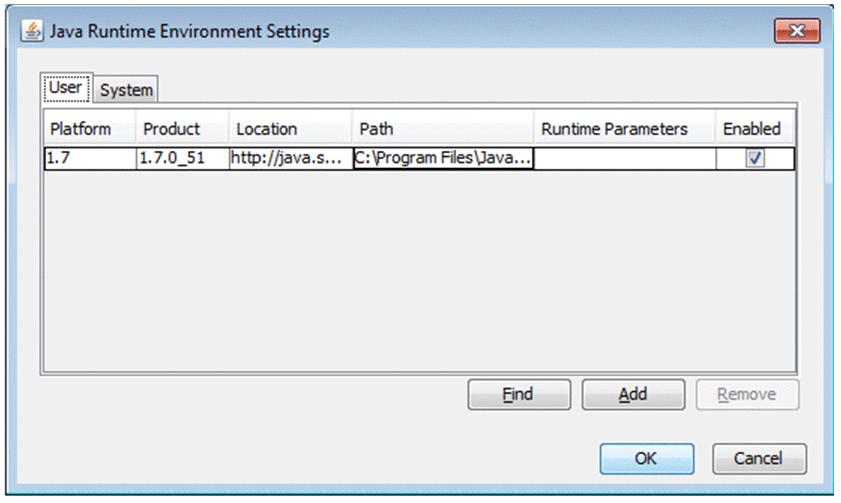 3.4.2 Java tab This subsection describes the settings on the Java tab. (1) Java Runtime Environment Settings Click the View... button to open the Java Runtime Environment Settings dialog box.