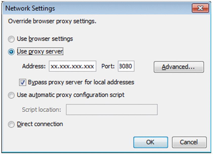 4. Select Use proxy server, and then enter the IP address and port number of the proxy server. Tip For details about the IP address and port number of the proxy server, ask your network administrator.