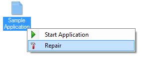 Repair This tab is only shown when using the 'Standard File or Application' Application Type.