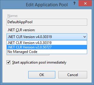 Resolution Make sure.net 3.5 and ASP.NET 3.5 are installed.