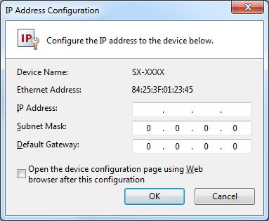 AMC Manager User's Manual 4-4. Configuring IP Address How to configure an IP address to the Silex device is explained. IP address can be configured from the IP Address Configuration window.