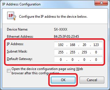 4. AMC Manager Configuring IP Address 1. Select the device to configure the IP Address from the list and click the Configure the IP address icon on the toolbar.