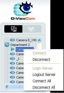Connect/Disconnect Camera Option 1: On the server/camera list, double-click on a camera to connect it.