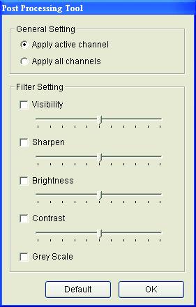 Post Processing Tool General Setting Select the option to either apply the lter settings to only the active channels or to all channels.