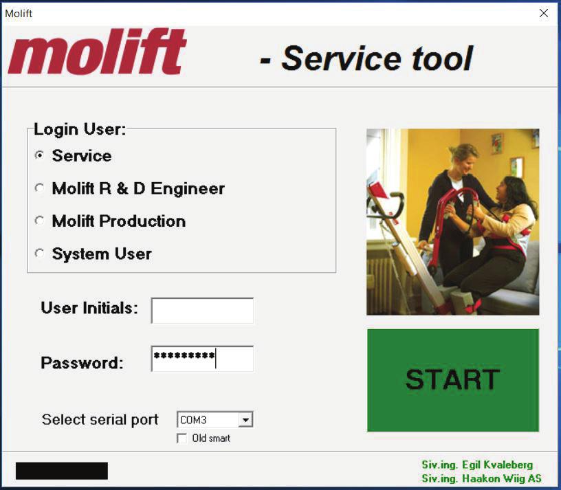 MOLIFTXYZ Press START Software is ready for use. Note!