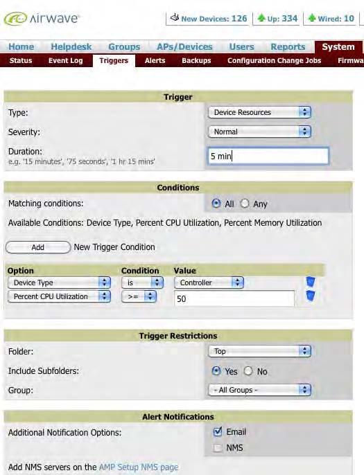 To track device utilization vs. license limits, click the Licenses link and note the license limits on the mobility controller.