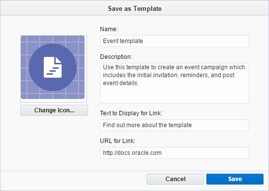 4. Select File > Save as Template. 5. Complete the information about the template and click Save. This information appears in the Template Chooser window when users choose the template.