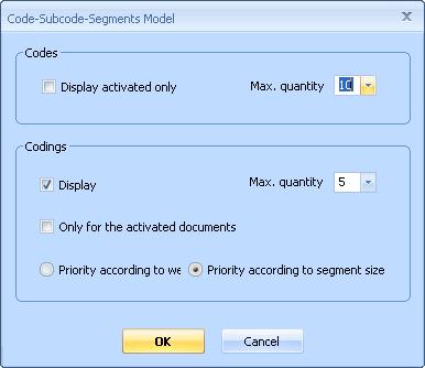 Model options in detail a) Code options Subcodes can be limited to those activated in the Code System window. You can also set the maximum number of subcodes to be displayed.