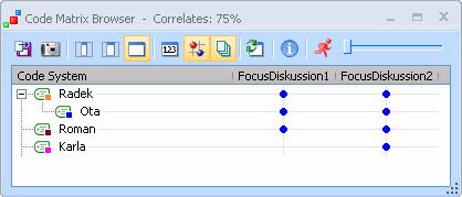 Clicking on a symbol in the visualization takes you to the corresponding document, code, or coded document segment. The correlation percentage is also displayed in the window header. 5.2.