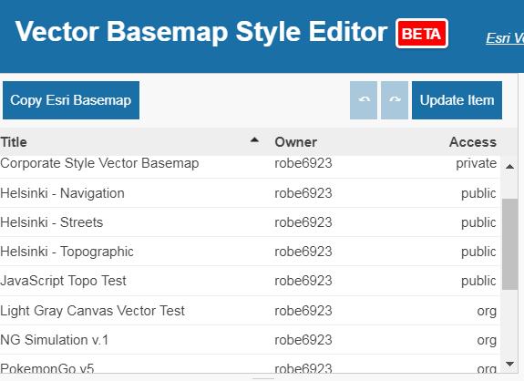 Select vector basemap tile layer -