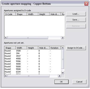 Figure 4. Aperture Mappings 1. Click on the OK button to finalize the export. 2. Ultiboard directs you to save the exported gerber file.