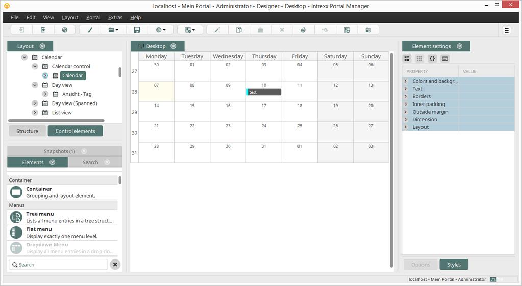 as you select a specific area (such as a calendar cell or an