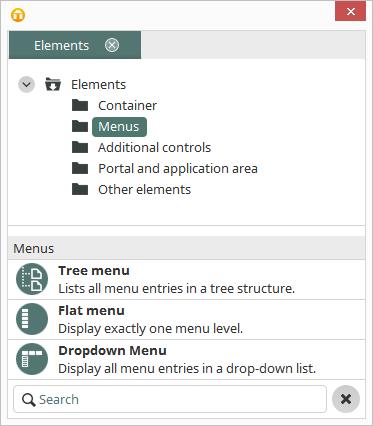 Containers that are configured in this way show their content only for logged on users. 6.3. Menus Menus serve to navigate within the portal. Menus can be connected within one another.