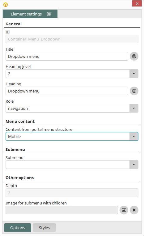 Here you can assign a structure from the preconfigured menu structures Standard, Quicklinks, or Mobile end devices, as you will find in every Intrexx portal.
