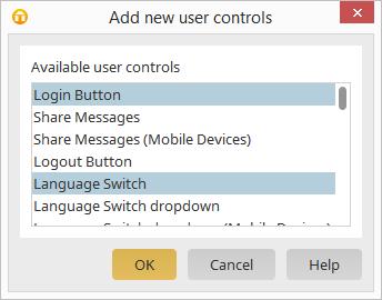 In the element settings, additional controls that are not yet located in the container may be included by clicking on Add additional control. Select the desired additional control here and click OK.