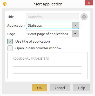 8.5. Insert Application All applications that have been published in your portal (see handbook Applications) can be selected here and, as with menu folders, moved to the menu structure via drag &