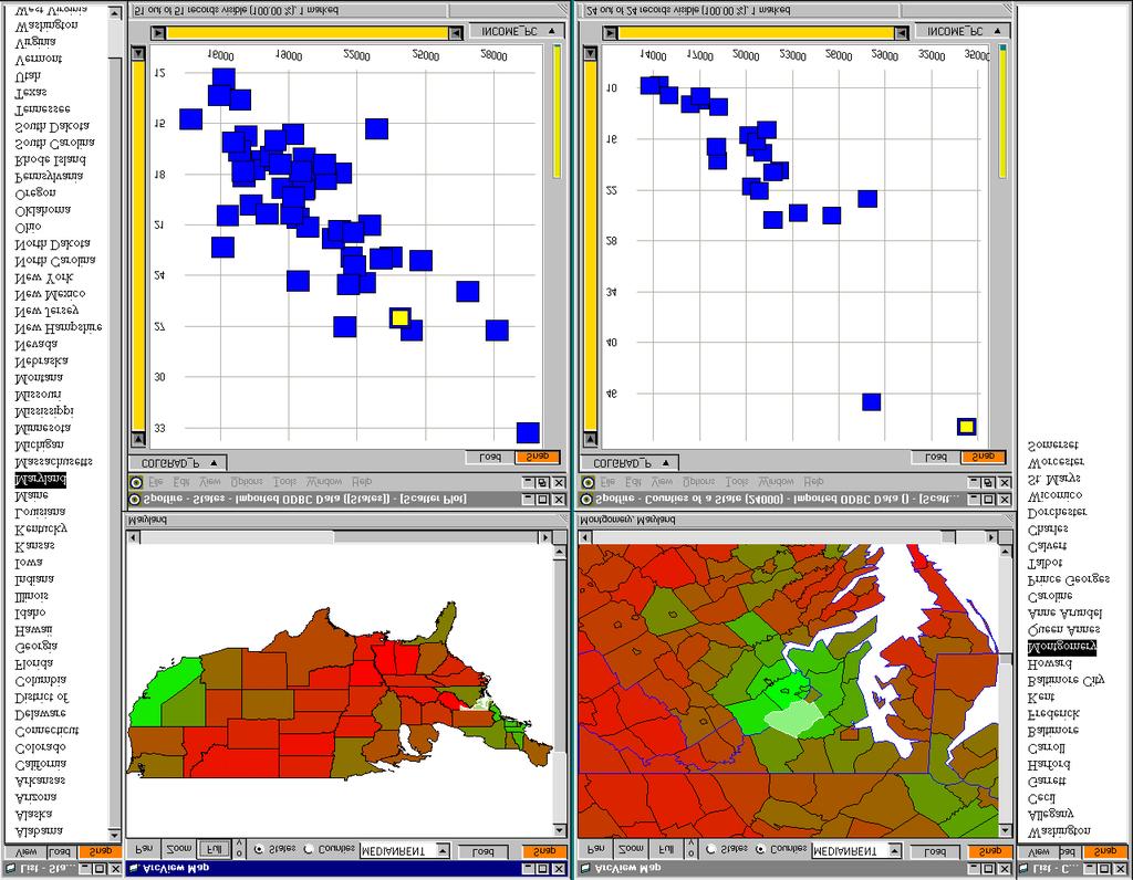 Snap is in use at the Census Bureau to prototype user interfaces for CD-ROM products. Census analysts have also found the capability to relate data between maps and plots extremely helpful.