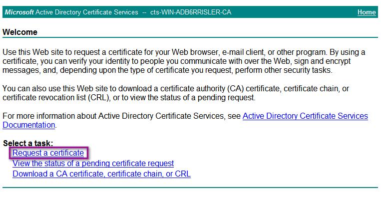 Figure 10 Request a Certificate Click advanced certificate request.