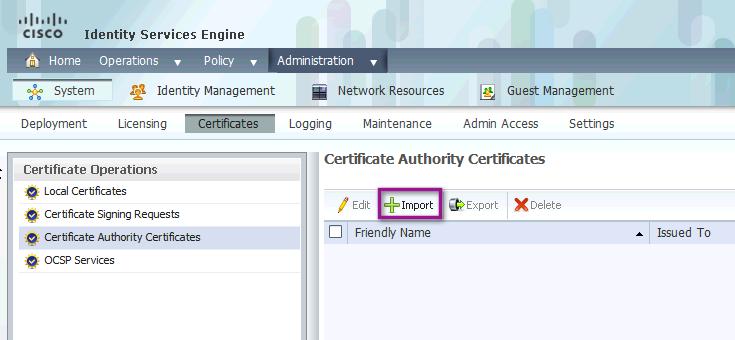 Figure 15 Import the Certificate Browse for the CA root certificate saved in Procedure 3, Step 3.