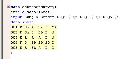 Creating informats Survey scale entered as character values (SA =
