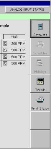 The buttons on the right side of the window are Program Setpoints, Retrieve Trend Data and Print Monitor Status.