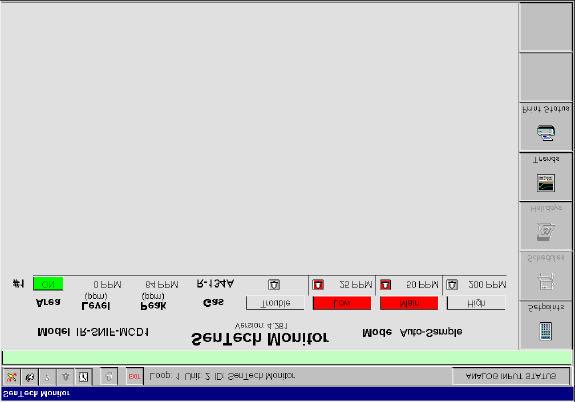 EXAMPLE: The following alarm status screen displays the status of an IR-SNIF- MCD1 refrigerant monitor. The monitor is in Auto-Sample mode, measuring Area 1 at 0 ppm.