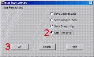 You ll see some of these demonstrated in other tutorials. You have finished the analysis. Exit the program in the next step. 2.1.8.5. Step 26: Exit the ANSYS program.
