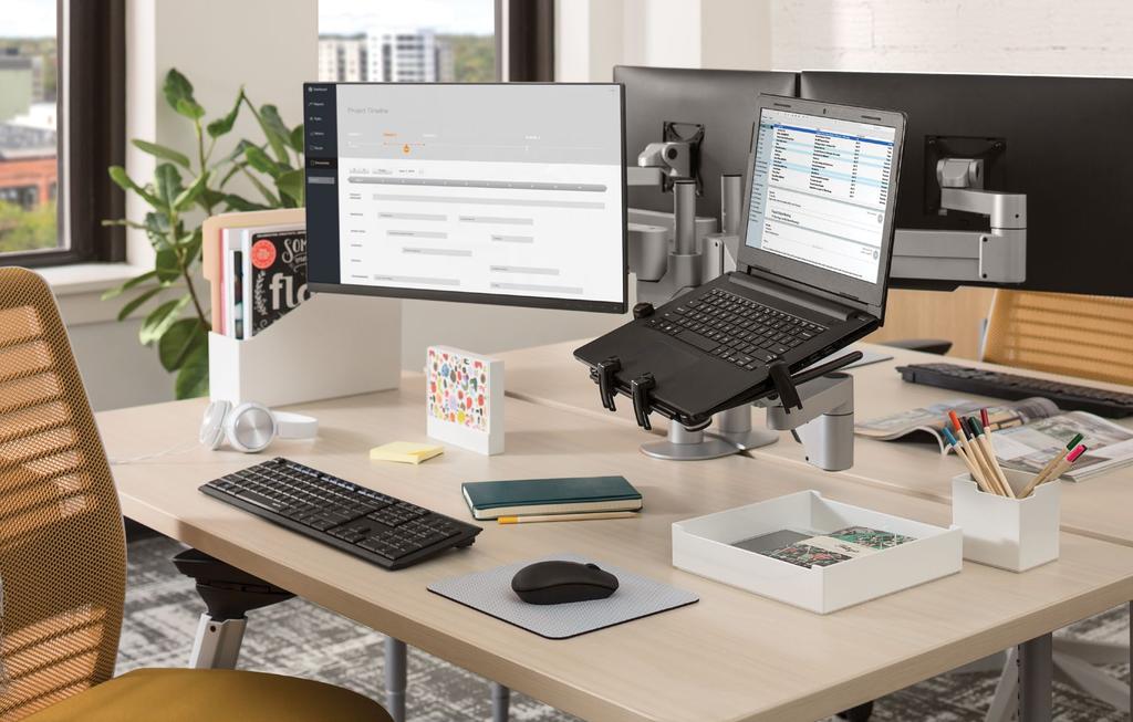 Bring monitors closer for detailed work or move them farther away with the touch of a hand, without altering the height or angle of the screens.