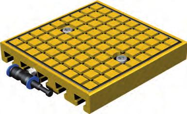 Depending on the material properties of the workpiece for clamping, up to 6 suction lines (e.g. 125 75) are connected to a pneumatic vacuum pump.