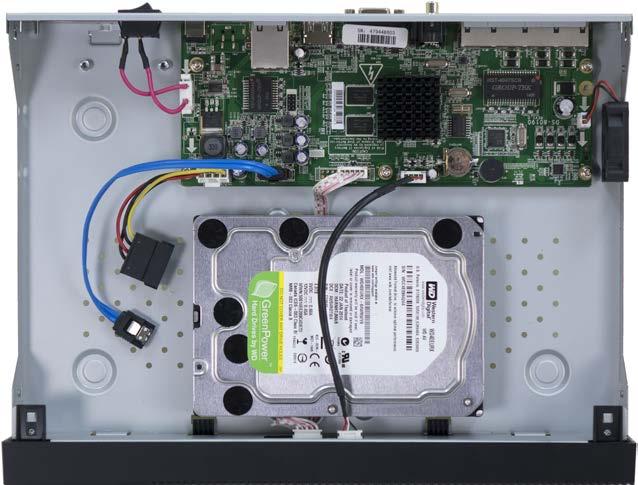 8. Turn the chassis over, and then attach the HDD power cable and SATA cable to the mating s on the HDD and PC board. These s must be fully seated. 7.
