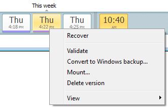 The "Older" interval shows backup versions created from earlier than the beginning of the current year.